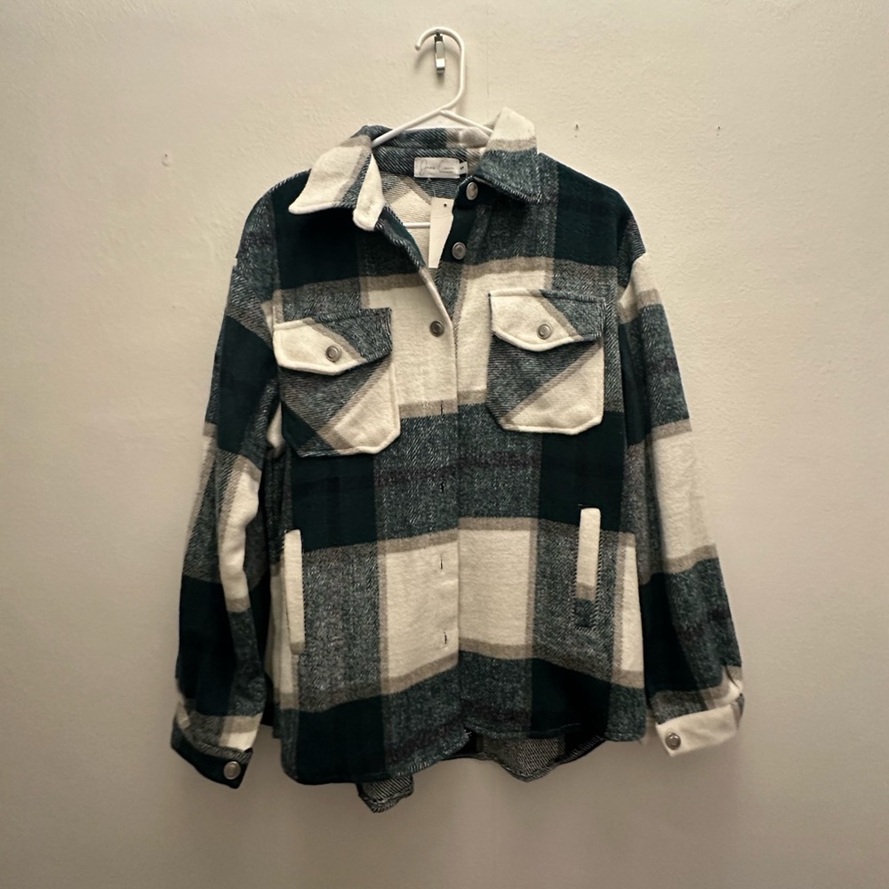 NWT Hazel and Olive x Jess Crum Green Plaid Shacket